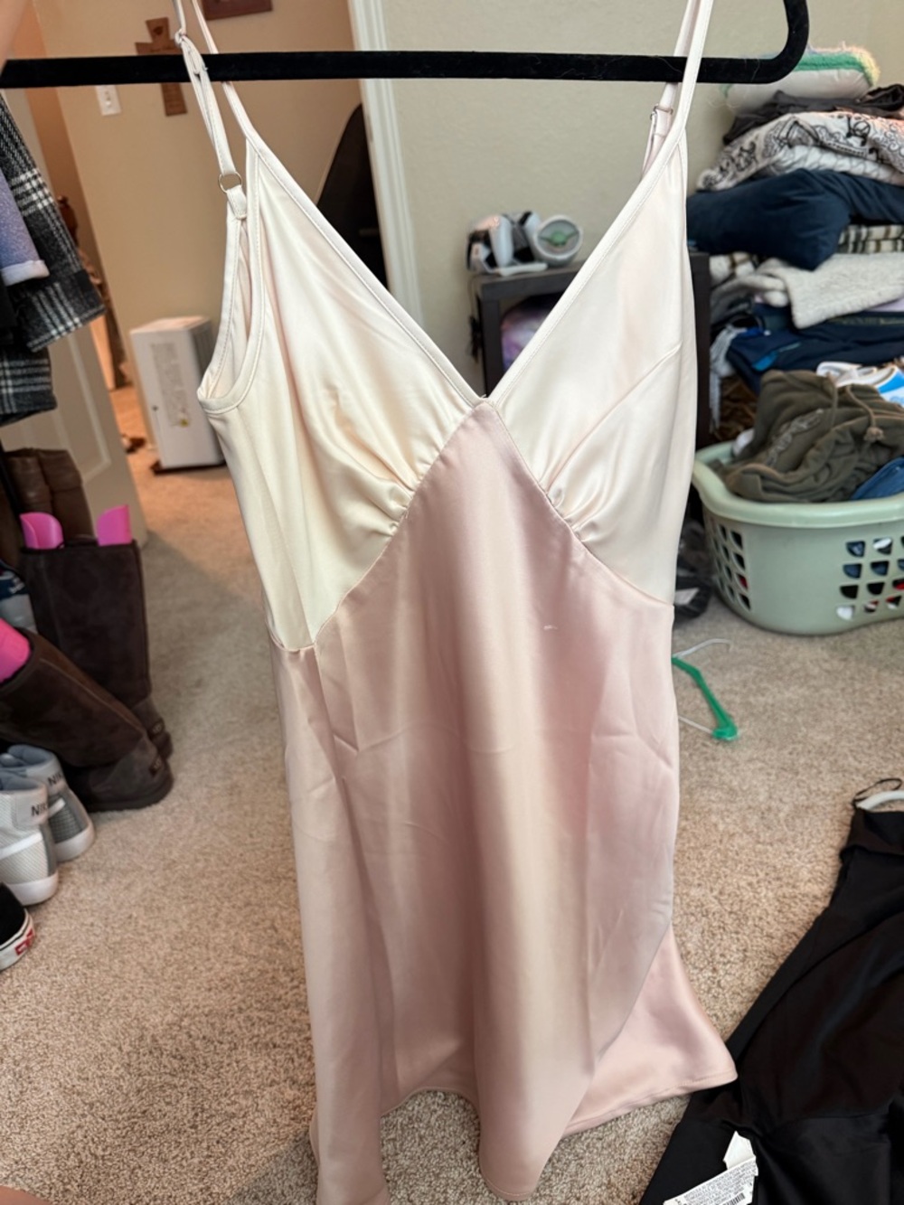 Peppermayo Momentary Muse Mini Dress in Champagne and Ivory